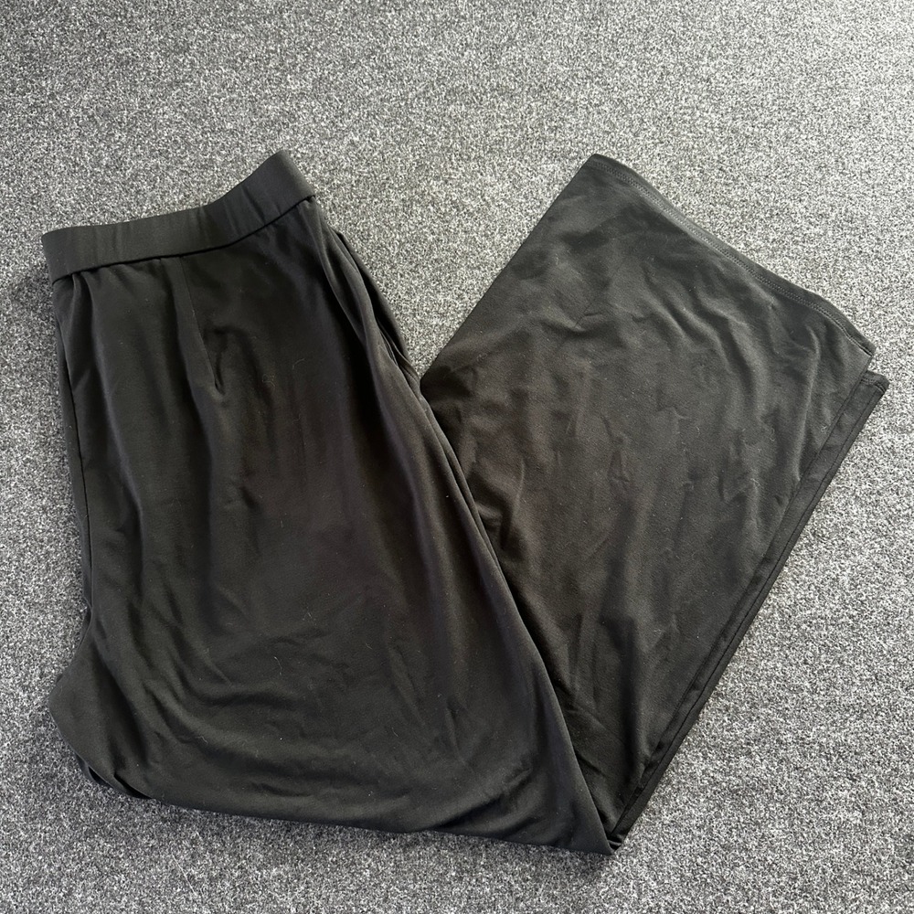 J. Jill Wearever Collection Full Leg Pants Black XL Wide Leg Knit Trousers NEW